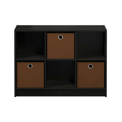 Furinno Bibliothèque 3x2 Avec Bacs De Rangement - Bois Ingénierie Expresso - Idéal Petit Espace