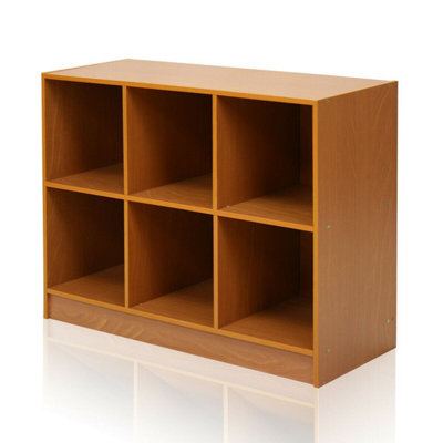 Furinno Basic 3x2 Bookcase Storage w/Bins, Light Cherry/Ivory