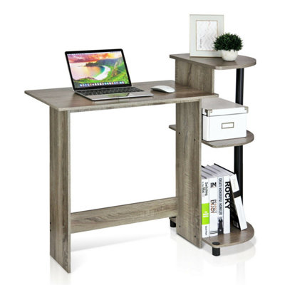 Furinno compact computer desk store with shelves 11181