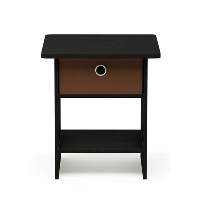 Furinno Dario End Table/ Night Stand Storage Shelf with Bin Drawer, Americano/Medium Brown