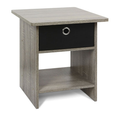 Furinno End Table Night Stand with Bin Drawer, French Oak Side Table
