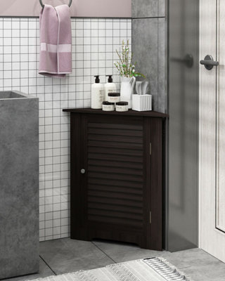 Furinno Indo Corner Louver Door Cabinet, Espresso