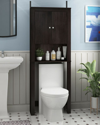 Furinno Indo Double Door Bath Cabinet, Espresso