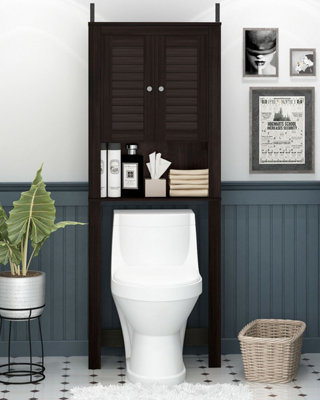 Furinno Indo Louver Door Bath Cabinet, Espresso