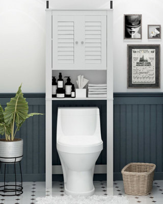 Furinno Indo Louver Door Bath Cabinet, White