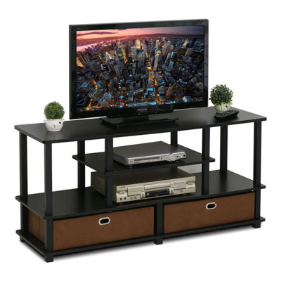 Furinno JAYA Large TV Stand for up to 50-Inch TV with Storage Bin, 15119EXBKBR