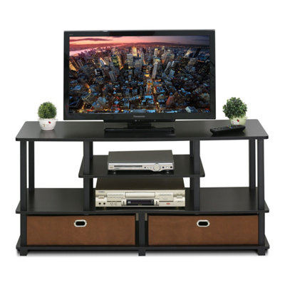 Furinno JAYA Large TV Stand for up to 50-Inch TV with Storage Bin, 15119EXBKBR