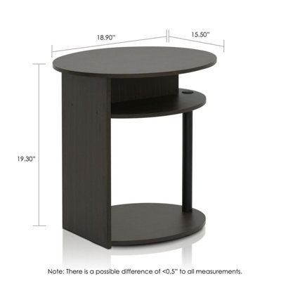 Furinno JAYA Simple Design Oval End Table, Walnut, Set of 2