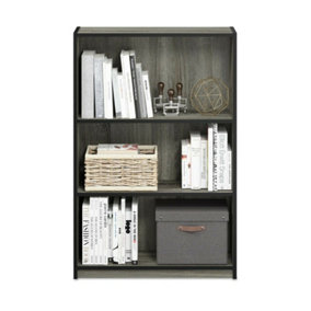 Furinno JAYA Simple Home 3-Tier Adjustable Shelf Bookcase, French Oak Grey