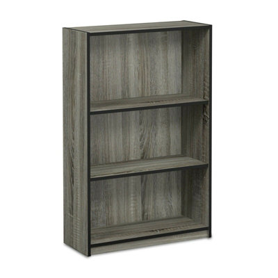 Furinno JAYA Simple Home 3-Tier Adjustable Shelf Bookcase, French Oak Grey