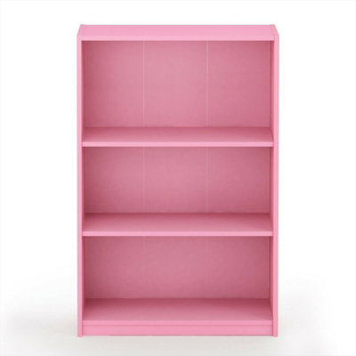 Furinno JAYA Simple Home 3-Tier Adjustable Shelf Bookcase, Pink