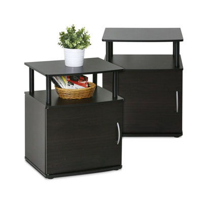 Furinno JAYA Utility Design End Table, Black, Set of Two