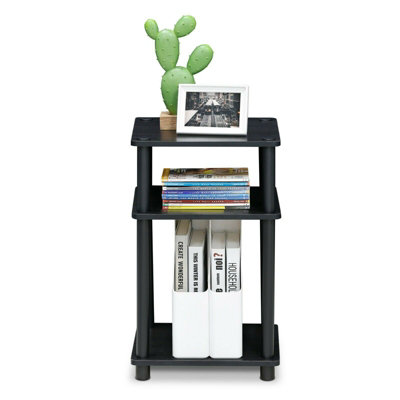 Furinno Just 3-Tier Turn-N-Tube End Table, Americano/Black