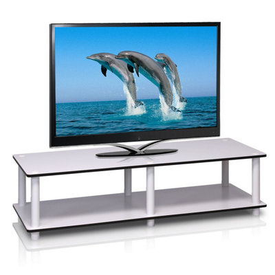 Furinno Just No Tools Wide TV Stand, White Finish w/White Tube