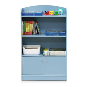 Furinno KidKanac Bookshelf with Storage Cabinet, Light Blue