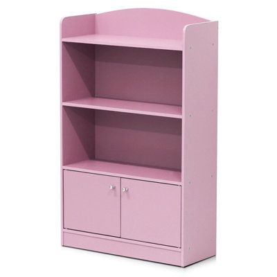 Furinno KidKanac Bookshelf with Storage Cabinet, Pink