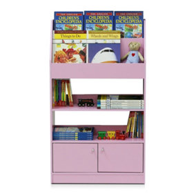 Furinno Kidkanac Magazine/Bookshelf with Toy Storage Cabinet, Pink