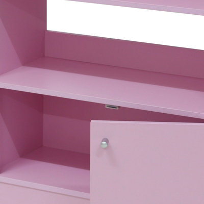 Furinno Kidkanac Magazine/Bookshelf with Toy Storage Cabinet, Pink