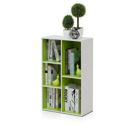 Furinno Luder 5-Cube Reversible Open Shelf, White/Green