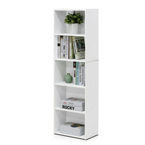 Furinno Luder 5-Tier Reversible Color Open Shelf Bookcase, White