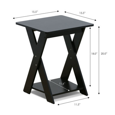 Furinno Modern Simplistic Criss-Crossed End Table,Espresso, Set of 2