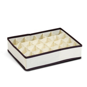 Furinno Non-Woven Fabric 4x6 Soft Storage Organizer, Ivory w/Mid Brown Trim