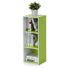 Furinno Pasir 3-Tier Open Shelf Bookcase, White/Green 11003WH/GR