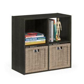 Furinno Pelli Cubic Storage Cabinet, 2x2, Espresso