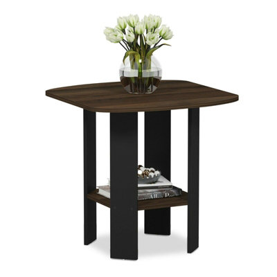 Furinno Simple Design End/SideTable, Columbia Walnut/Black