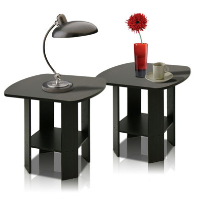 Furinno Simple Design End Table, Espresso, Set of 2
