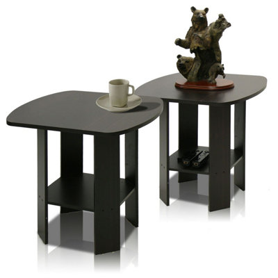 Furinno Simple Design End Table, Espresso, Set of 2