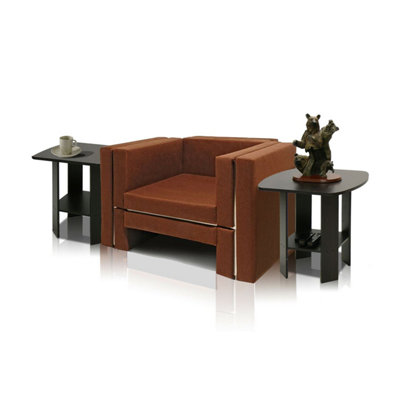 Furinno Simple Design End Table, Espresso, Set of 2