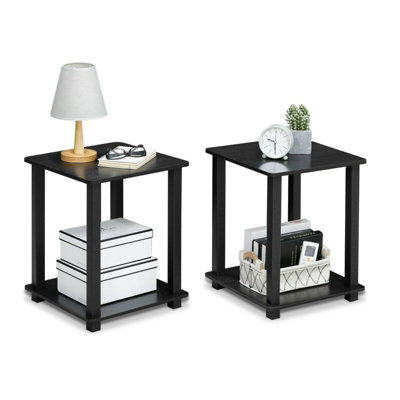 Furinno Simplistic End Table, Set of Two, Americano/Black Side Table