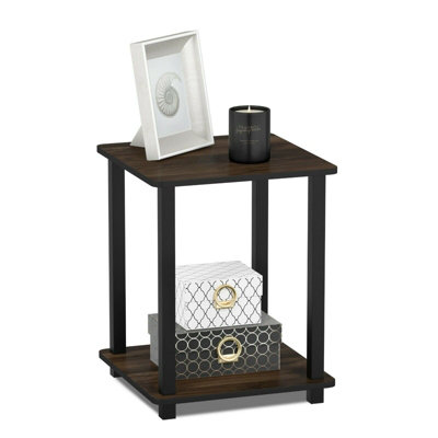 Furinno Simplistic End Table, Set of Two, Columbia Walnut/Black