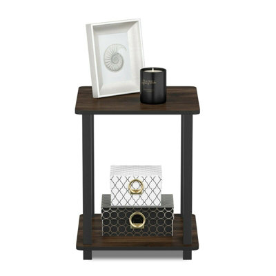 Furinno Simplistic End Table, Set of Two, Columbia Walnut/Black