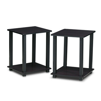 Furinno Simplistic End Table, Set of Two, Dark Walnut
