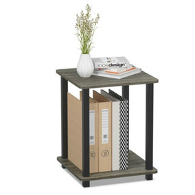 Furinno Simplistic End Table, Set of Two, French Oak Grey/Black