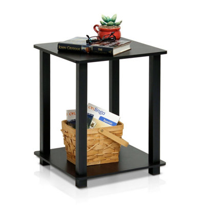 Furinno Simplistic End Table, Set of Two Side Table for Bedroom, Espresso/Black