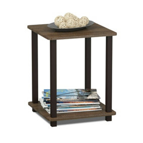 Furinno Simplistic End Table, Set of Two, Walnut/Brown