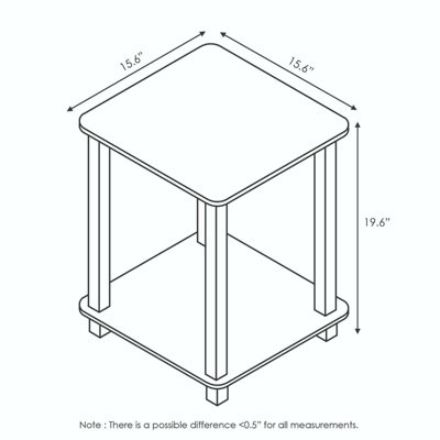 Furinno Simplistic End Table, Set of Two, Walnut/Brown