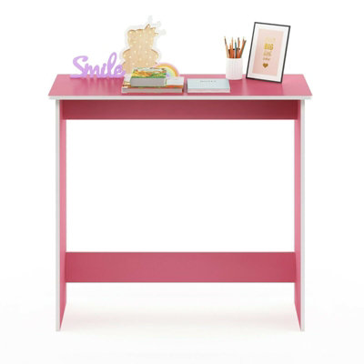 Furinno Simplistic Study Table, Pink/White