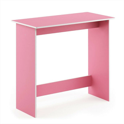 Furinno Simplistic Study Table, Pink/White