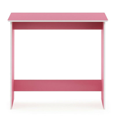 Furinno Simplistic Study Table, Pink/White