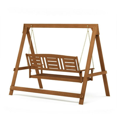 Wooden porch deals swing with stand