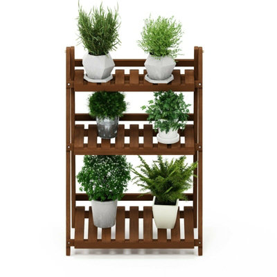 Furinno Tioman Hardwood Flower Box Planter, Brown - Outdoor Garden Decor