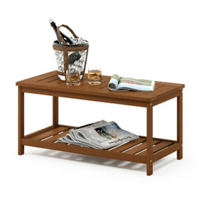Furinno Tioman Hardwood Coffee Table with Shelf in Teak Oil, Natural