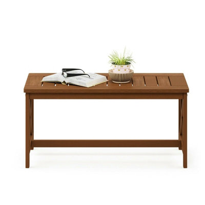 Furinno Tioman Hardwood Coffee Table with X Leg in Teak Oil, Natural