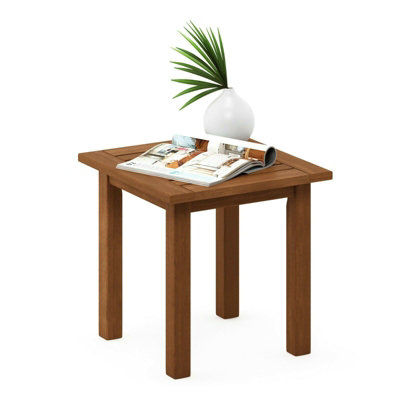 Furinno Tioman Hardwood End Table in Teak Oil, Natural