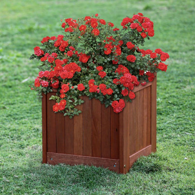 Furinno Tioman Hardwood Flower Box in Teak Oil