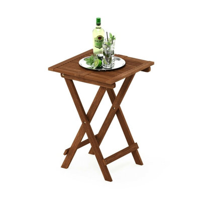 Furinno Tioman Hardwood Folding Table in Teak Oil, Natural